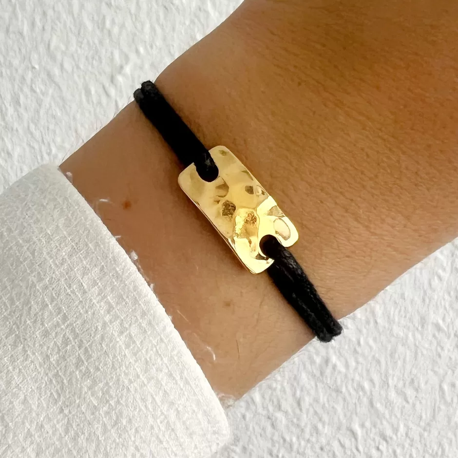 New Musardise Bracelet Mini Plaque Martelee Dore